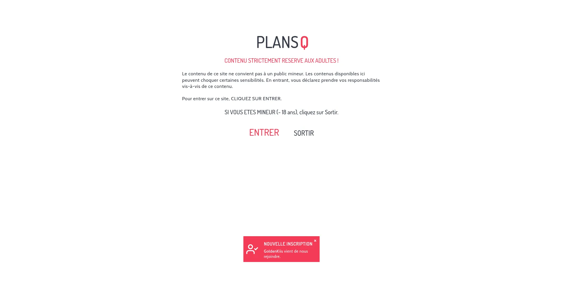 Site de plan cul PlansQ : page d’accueil